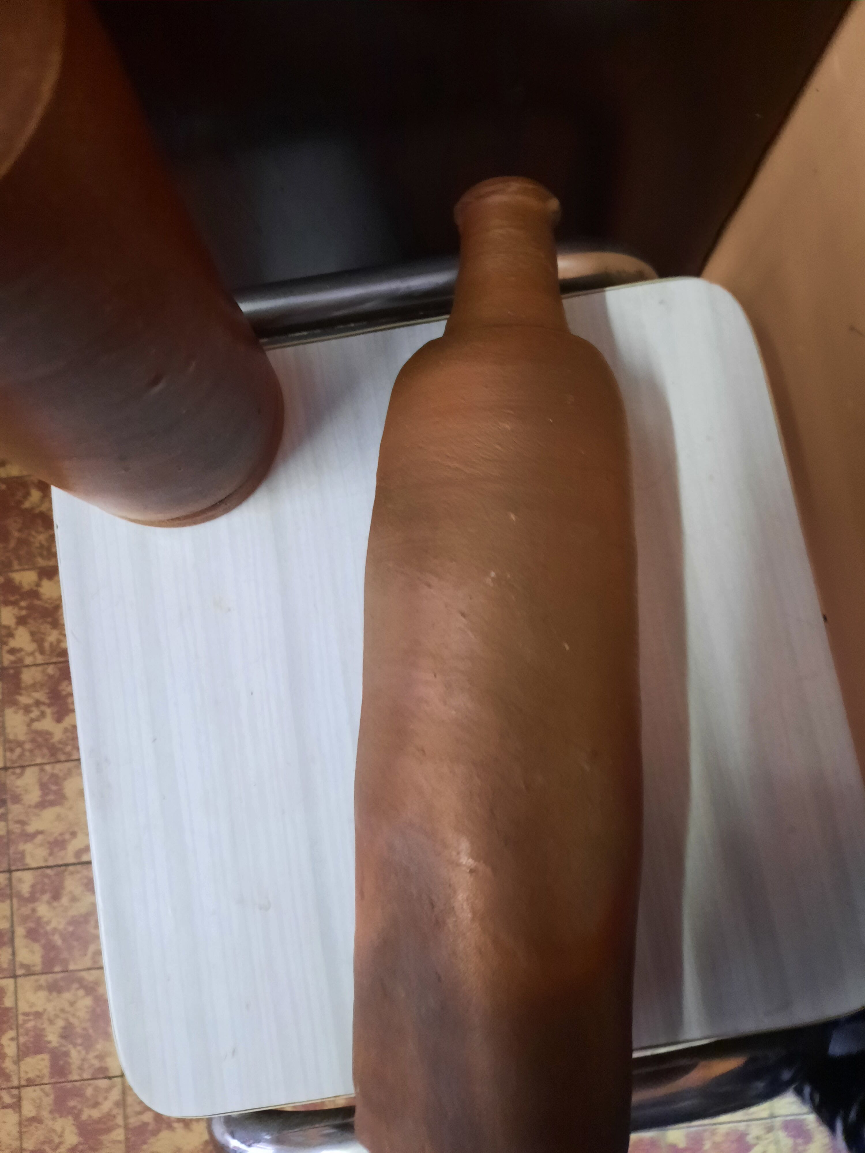 Duo of raw stoneware bottles