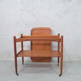 Danish teak bar cart with tray by Poul Hundevad, 1960s