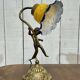 Bronze lamp with glass paste shade - work from the 1970s