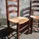Paire de chaises brutaliste paillées et bois