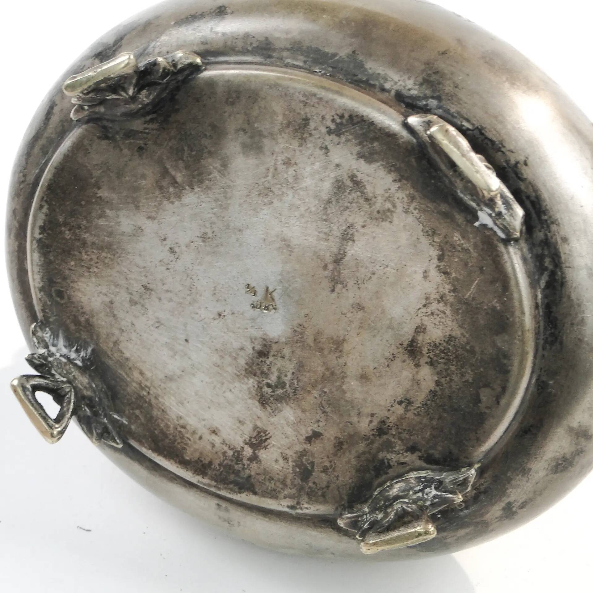 Eclectic elliptical sugar bowl, silver-plated brass, Austria, 19th century