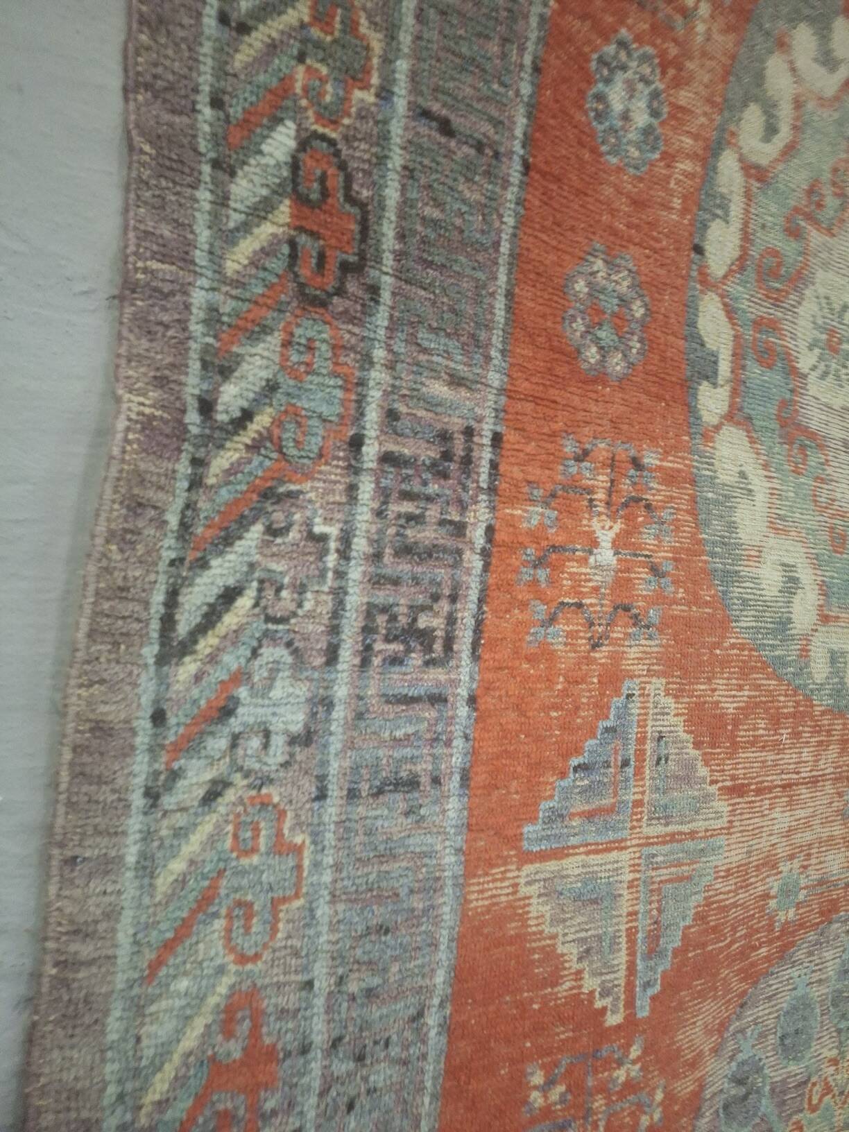 Antique Khotan rug Uyghur East Turkestan 1910