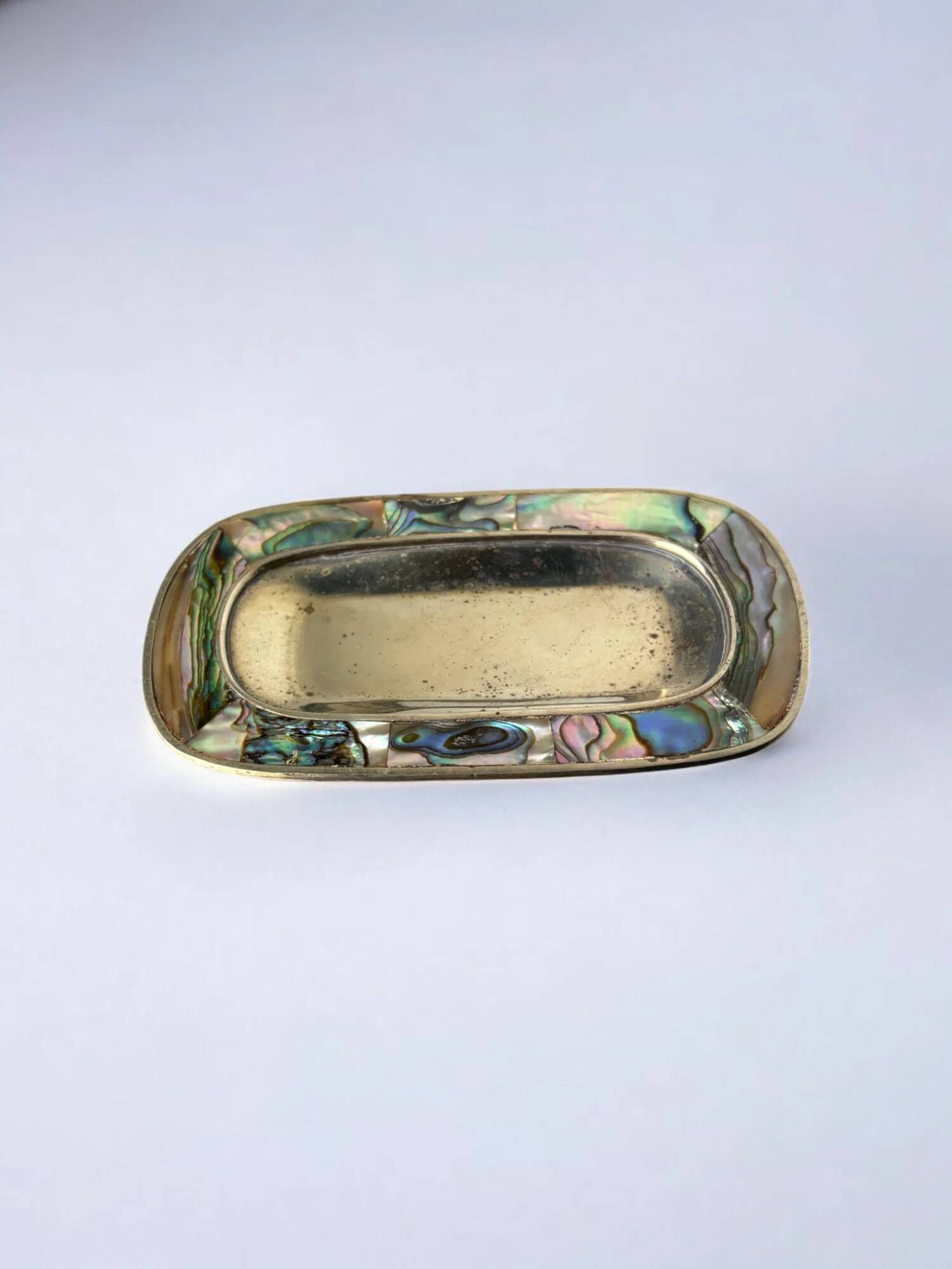 Abalone shell & alpaca tray, Mexico, circa 1970