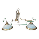 Art Deco / Vintage Industrial Billiard Light - Brass and Opaline "Virginia"