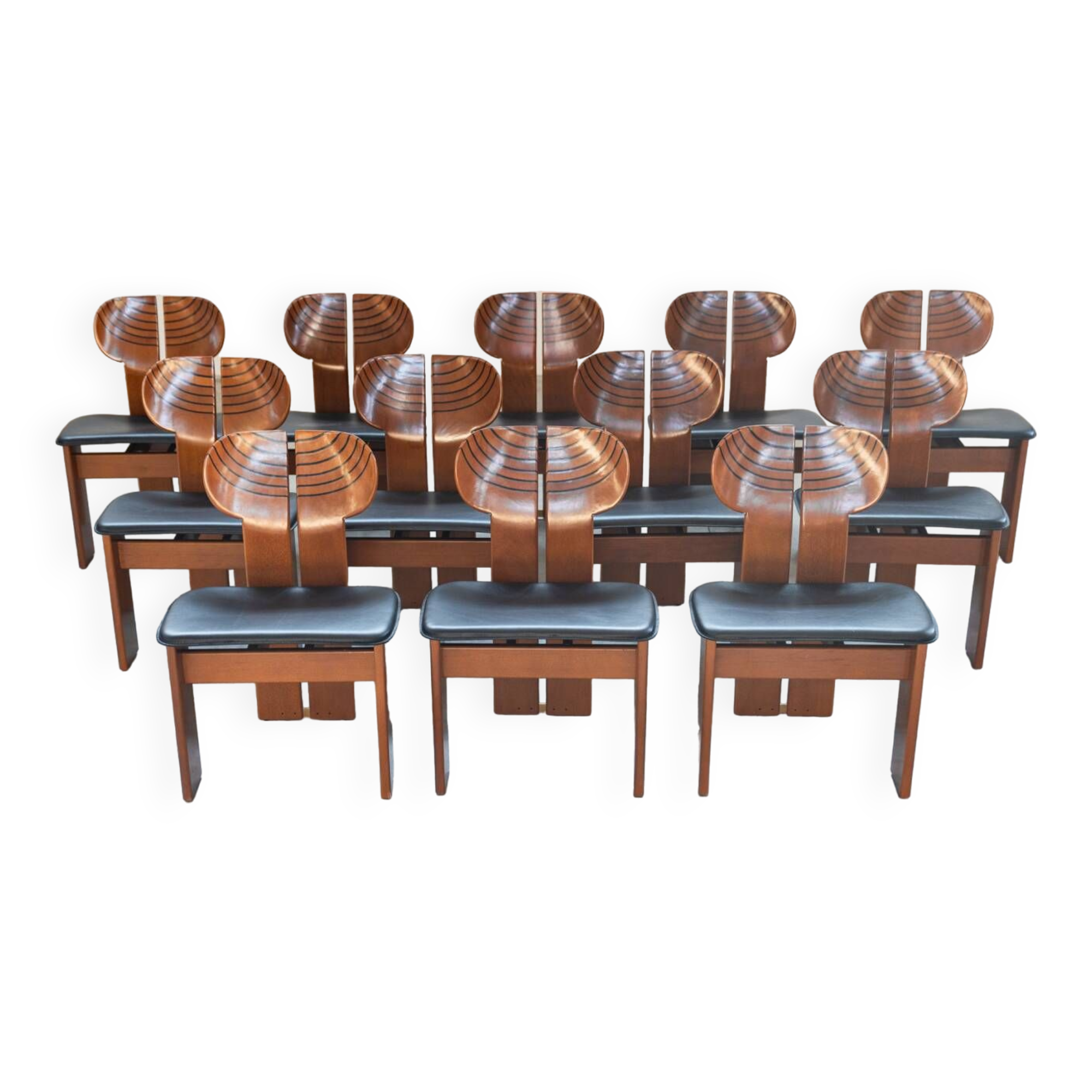 Set of 12 Afra & Tobia Scarpa chairs mod. Africa - Gruppo Unico, 80/90