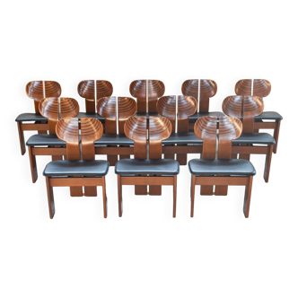 Set of 12 Afra & Tobia Scarpa chairs mod. Africa - Gruppo Unico, 80/90
