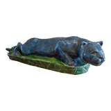 Blue and green Panther glazed ceramic
