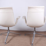 Pair of danish armchairs in leather and steel, model fk 6725 or "tulip chair" by Preben Fabricius