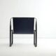 Contemporary exclusive chaise longue in black metal and navy blue leather.