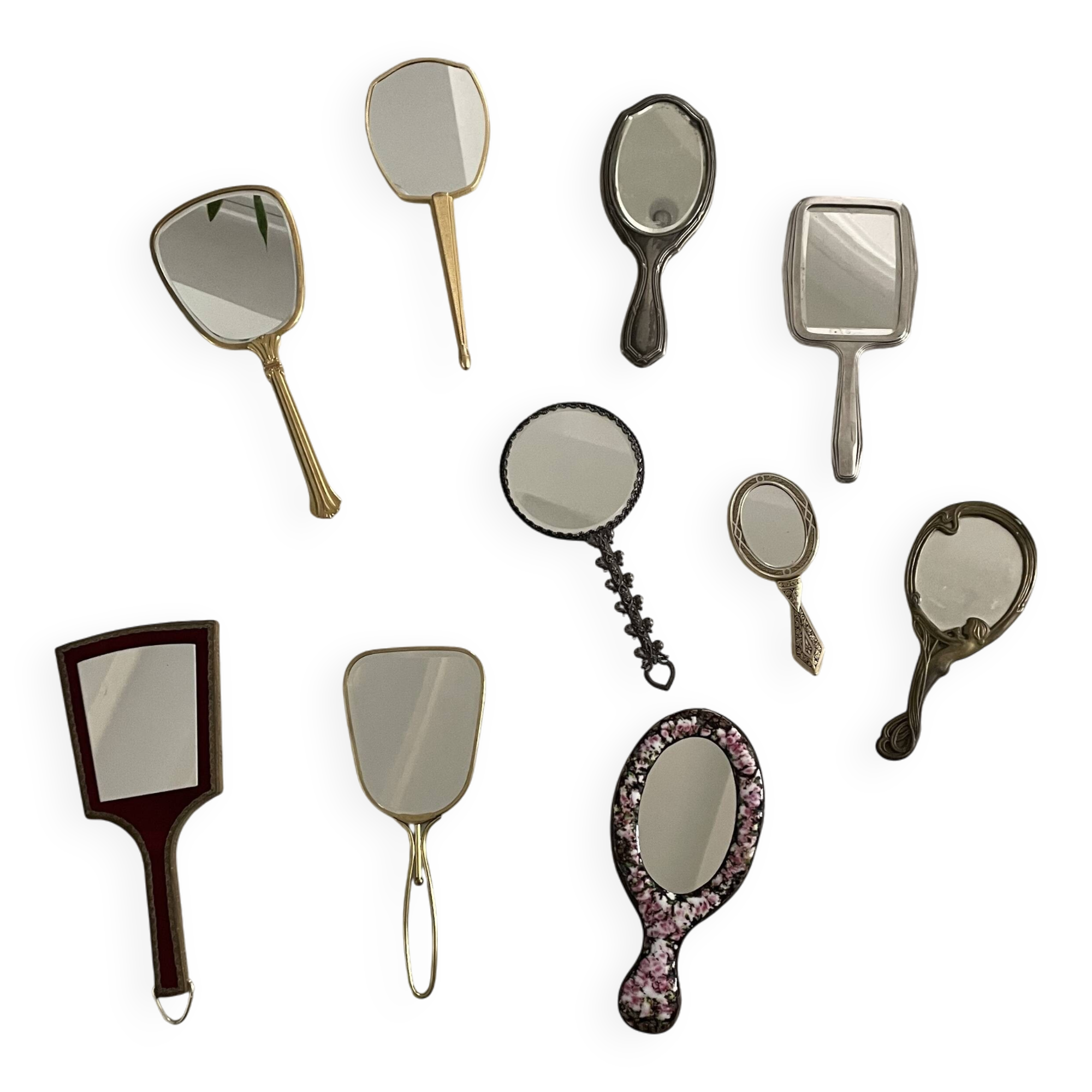 Set of 10 hand mirrors