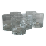 Lot de 6 verres à eau en cristal forme octogonal épais
