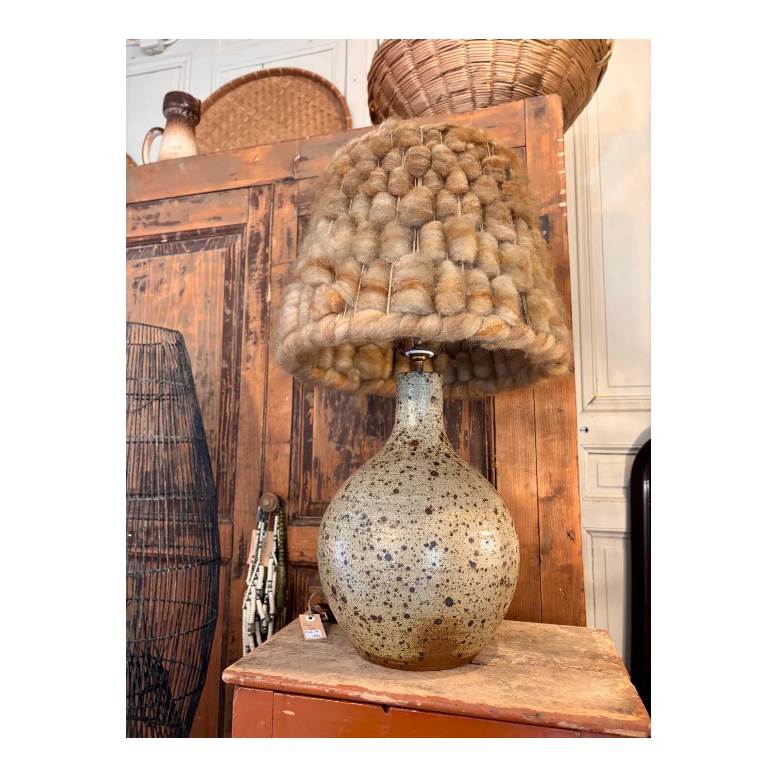 Large vintage stoneware lamp
