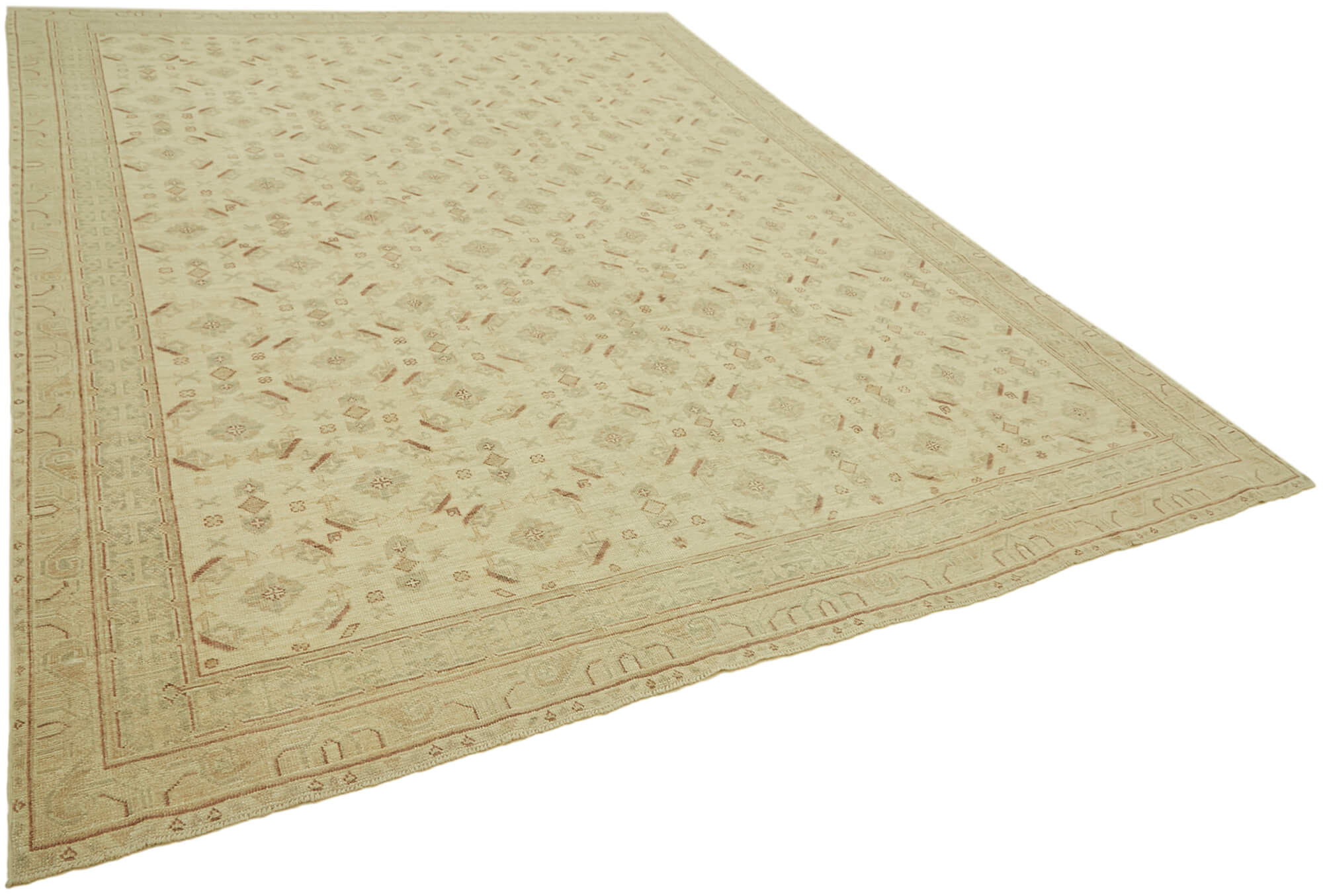Hand-knotted persian antique 1970s 285 cm x 372 cm beige wool carpet