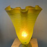 Vintage glass paste lamp with handkerchief neck