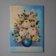 Still life painting bouquet of flowers vintage painted canvas classic decoration bohemian countryside