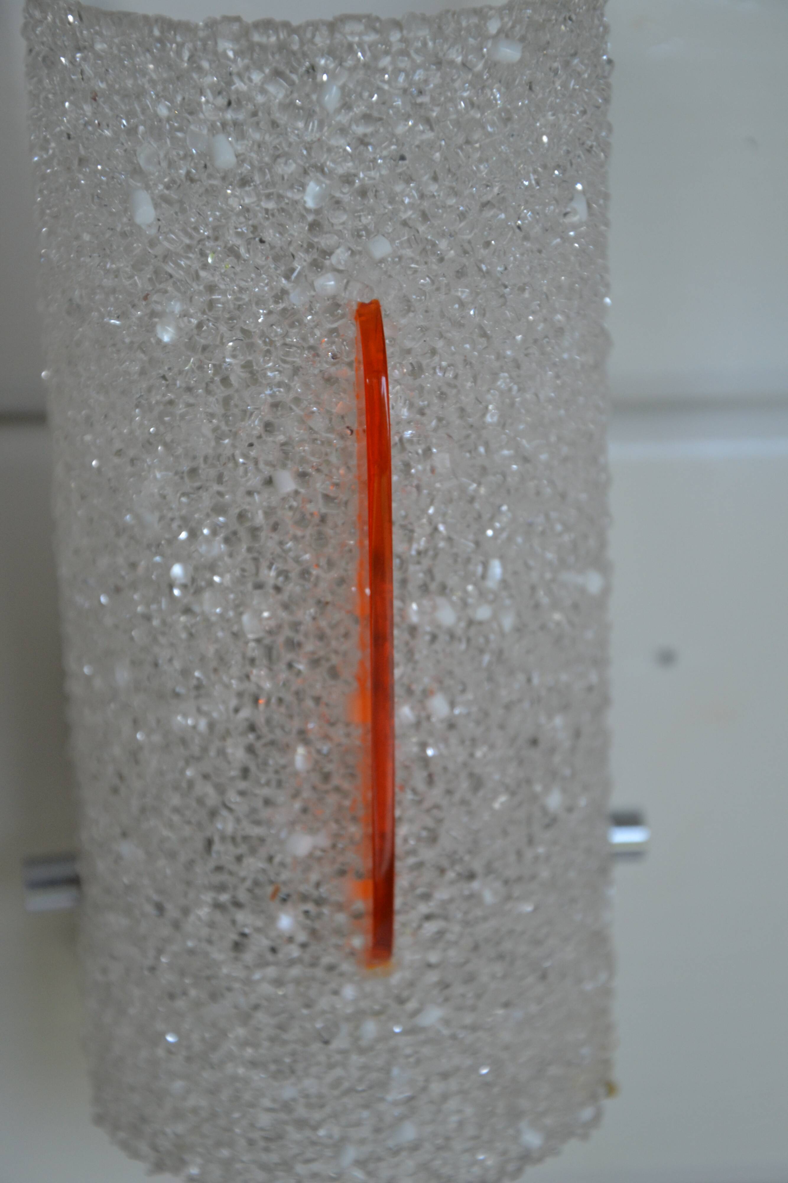 2 orange perspex and plexiglass wall lights from the 60s-70s.