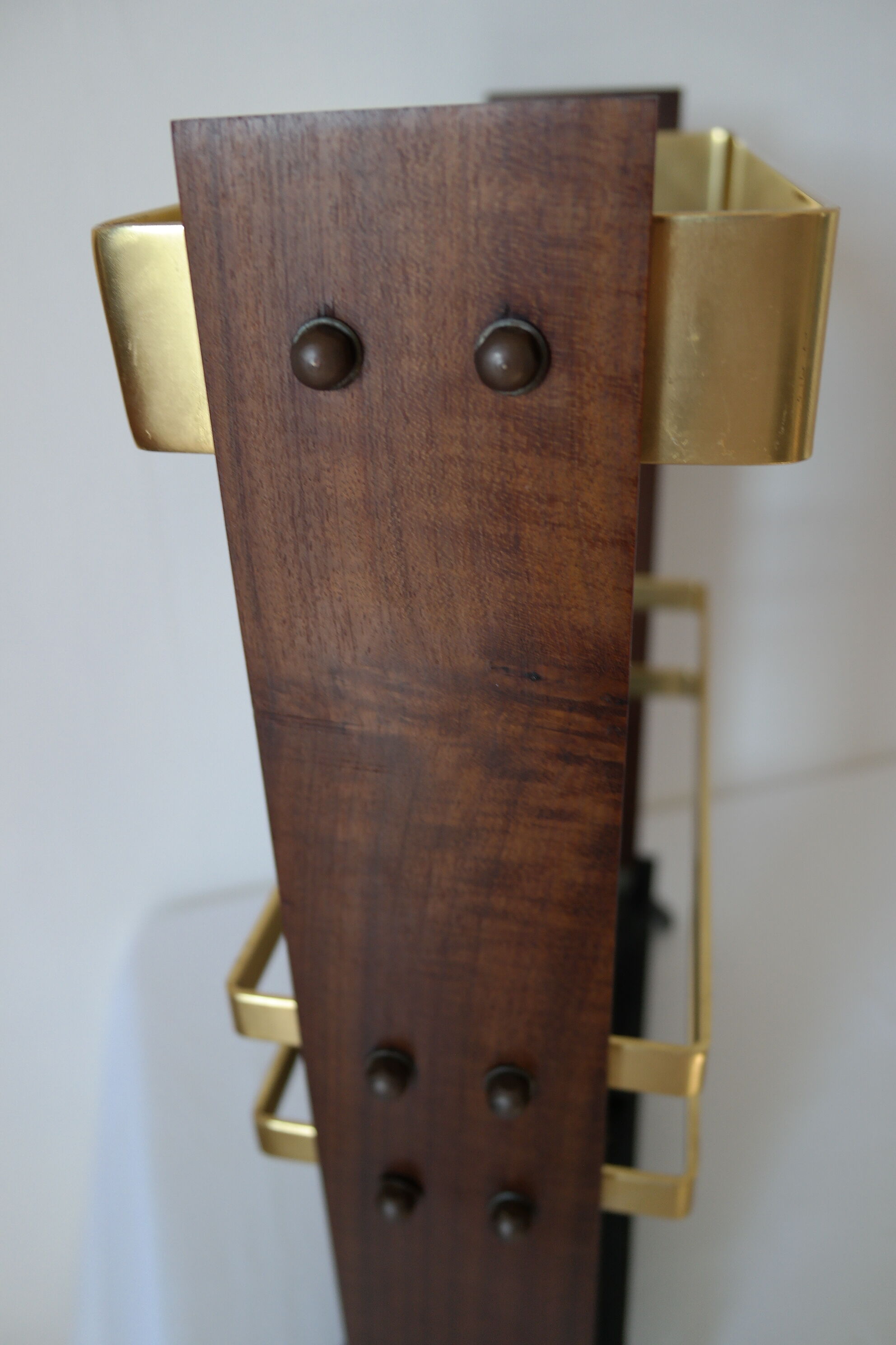 Vintage wooden and brass umbrella holder
