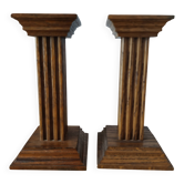 Pair of oak candlesticks – Meubelfabriek Oisterwijk, Netherlands, 1960s