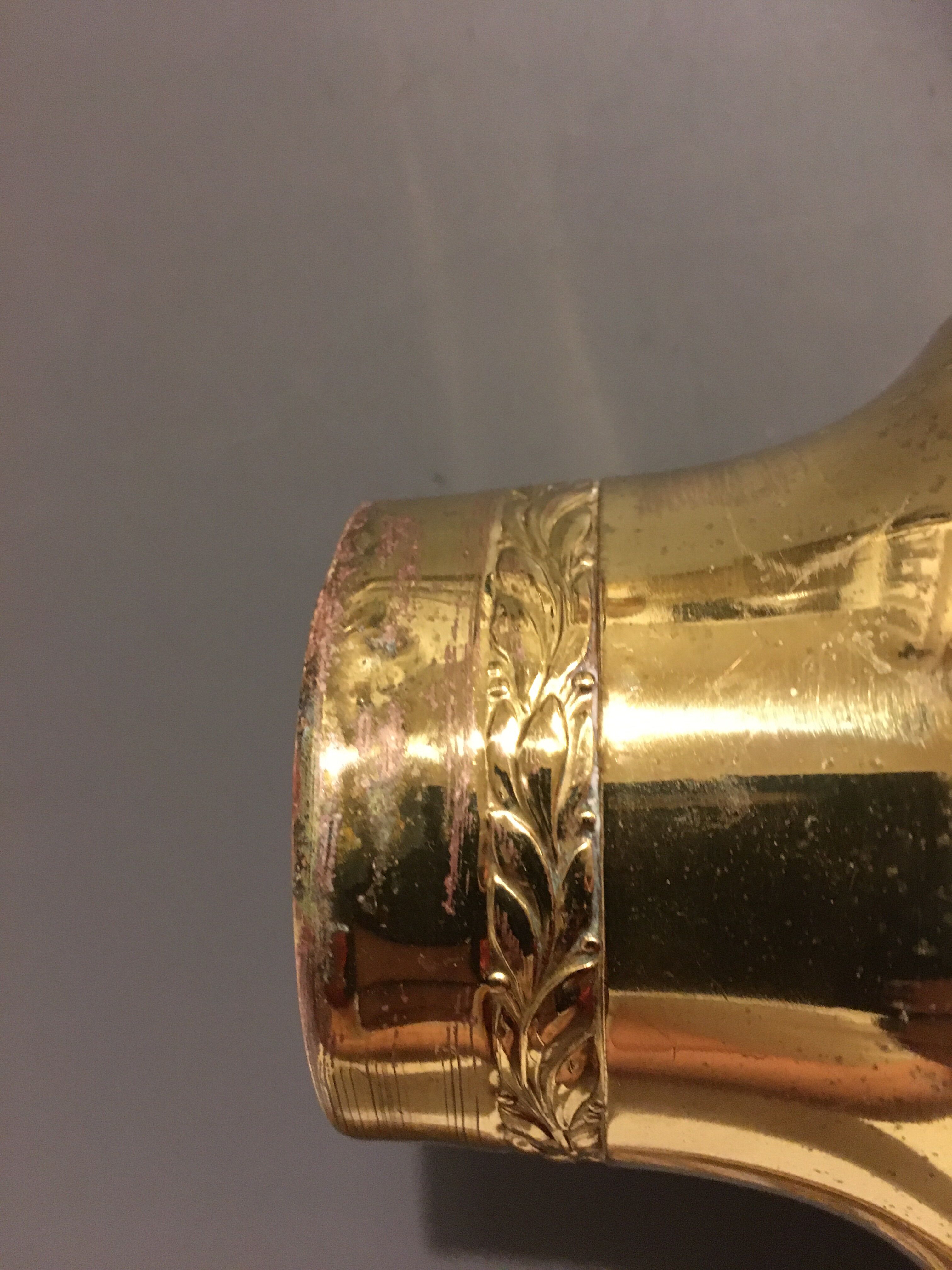 Yellow copper vase signed gbn art deco