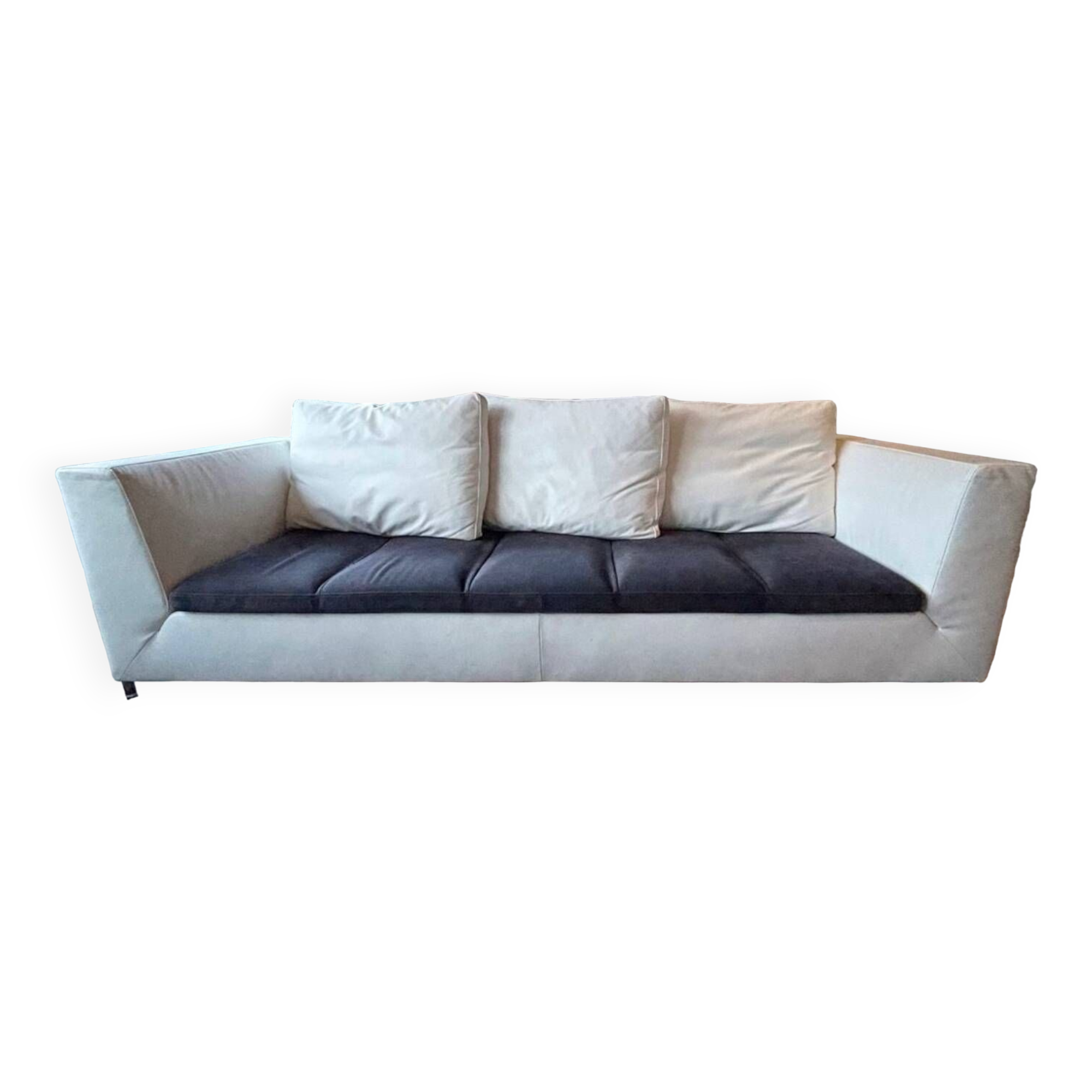 Leather sofa, white leather sofa by Ligne Roset, Feng model by Didier Gomez