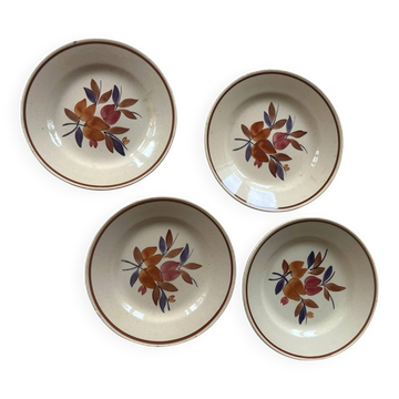 set of 1970s flower plates