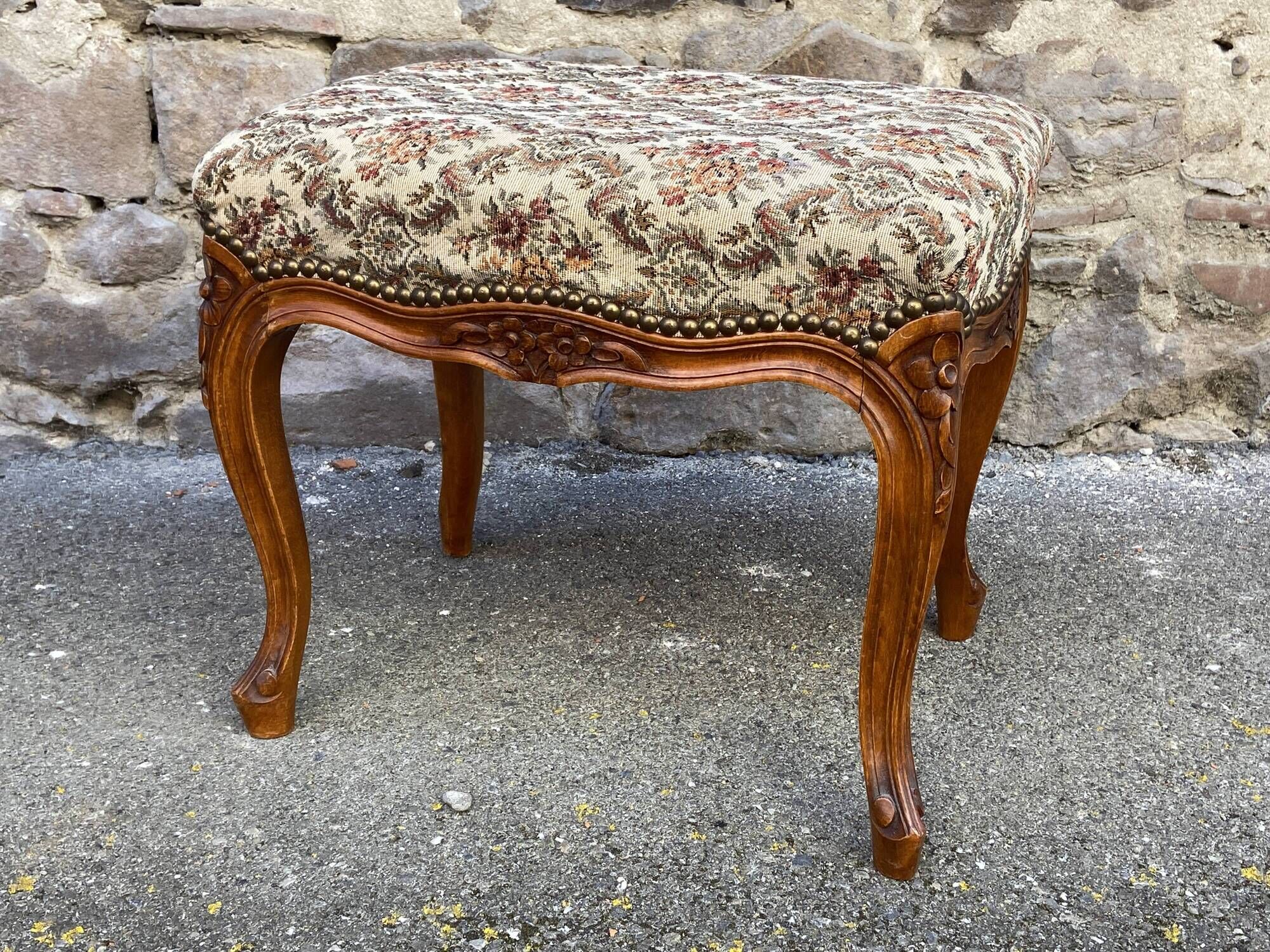 antique Louis XV Rocaille Rococo French vintage ottoman stool footstools