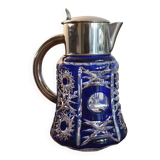 Superb orangeade jug in cobalt blue cut bohemian crystal