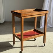 Wooden rolling trolley with removable top H66 75x35
