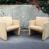 Cubist-inspired armchair with patterned fabric