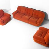 Vintage 'Sapporo' 3-seater sofa in suede by Mobil Girgi, 1970s