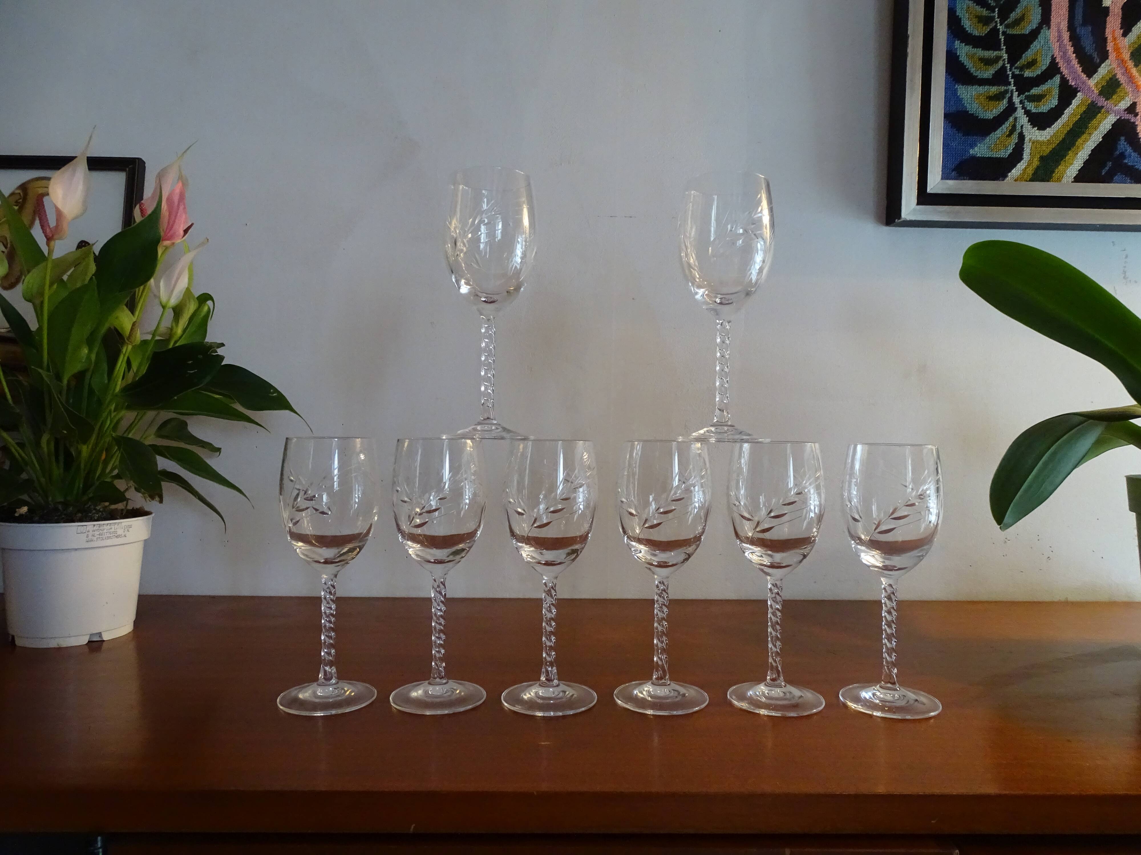 8 glasses red wine crystal of Arques, model fleury epi, 17,6 cm