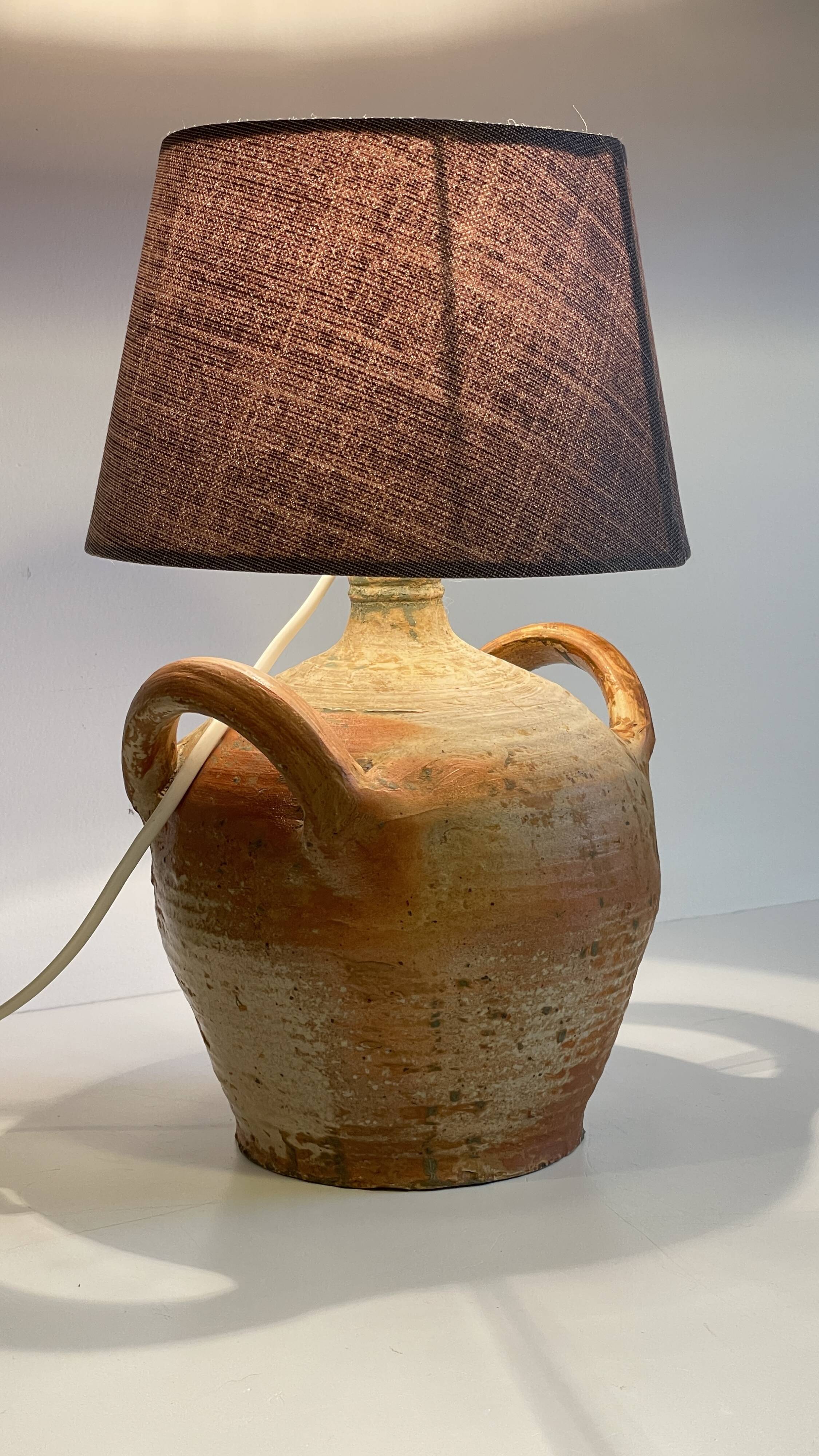 Vintage handmade pottery lamp