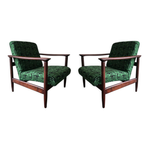 Fauteuils en jacquard vert, par