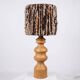 Large oak and wool lamp, French work from the 1960s.