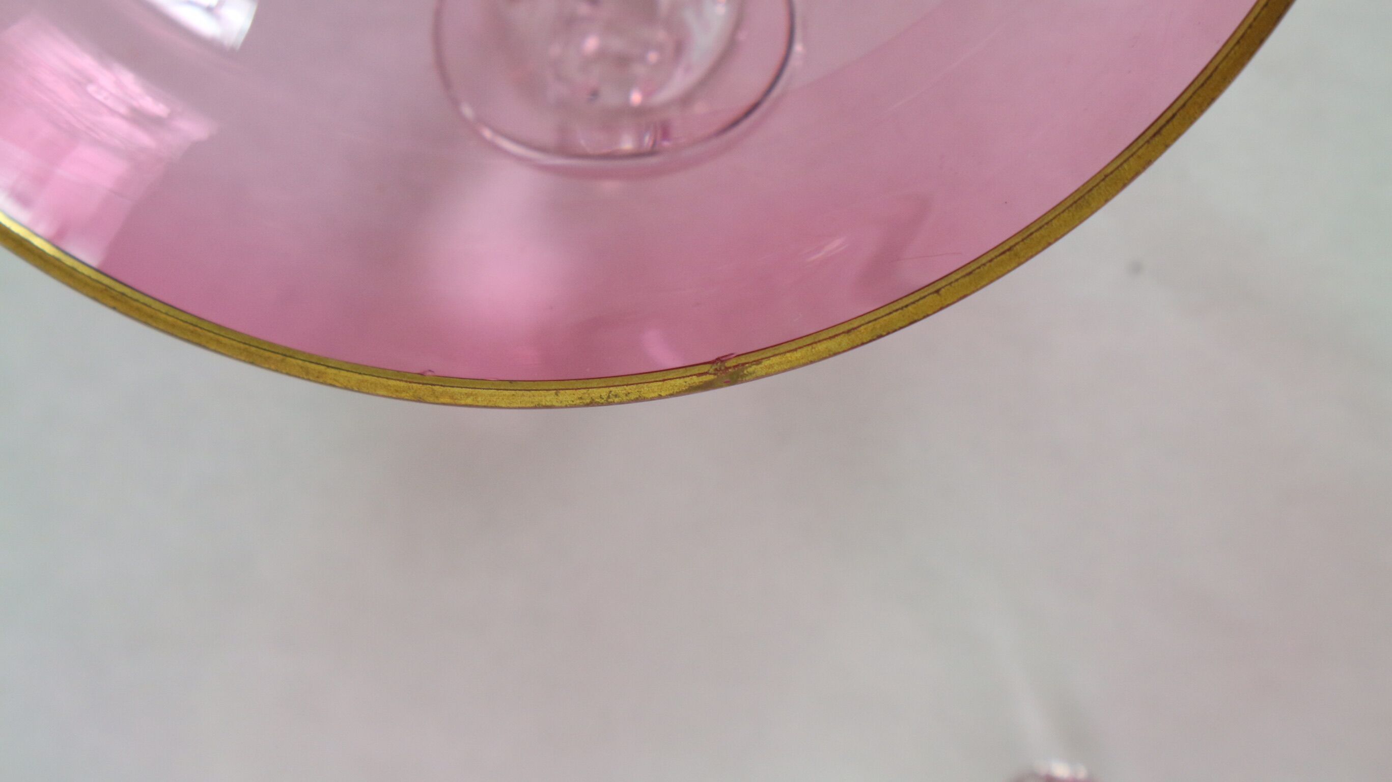 Vintage glasses service cup pink for 7 with service bowl