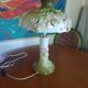 Orchid-patterned earthenware table lamp