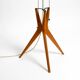 Mid Century Modern tripod walnut wood floor lamp with large fabric shade