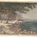 Huile sur panneau signée reinhard paysage bord de mer