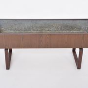 Elegant Danish Midcentury Teak wooden Planter Box with inlay metal tub