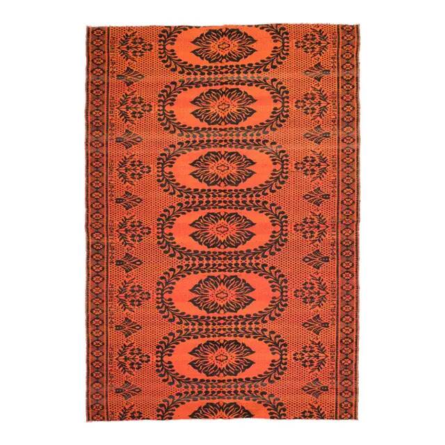 1970s Vintage Turkish Oushak Handmade Wool Cotton Orange Area Rug 186x272