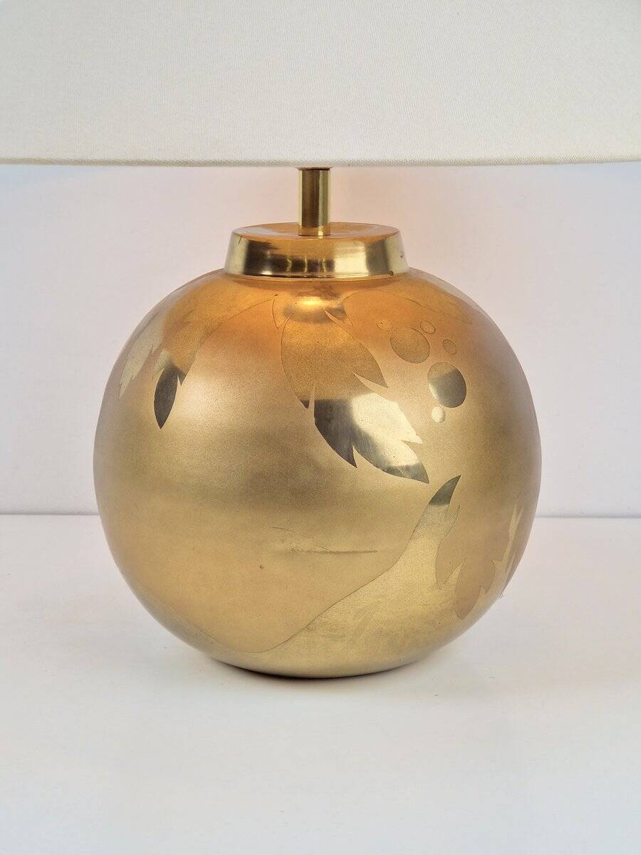 Vintage Sphere Brass Table Lamp by Louis Drimmer, France, 1970s