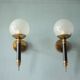 Pair of vintage wall sconces, brass sconce and opaque glass globe, vintage lamp, wall lamp, 50s.