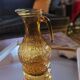 Amber relief glass pitcher. 1970s