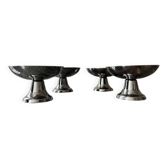 Set of 4 chrome metal cups, 1970