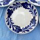Antique dessert plates Luneville cobalt blue flowers