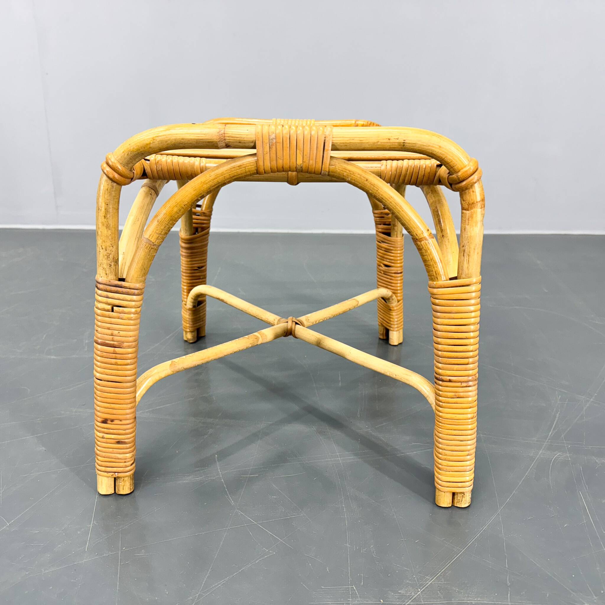 Mid Century Rattan Stool, Czechoslovakia