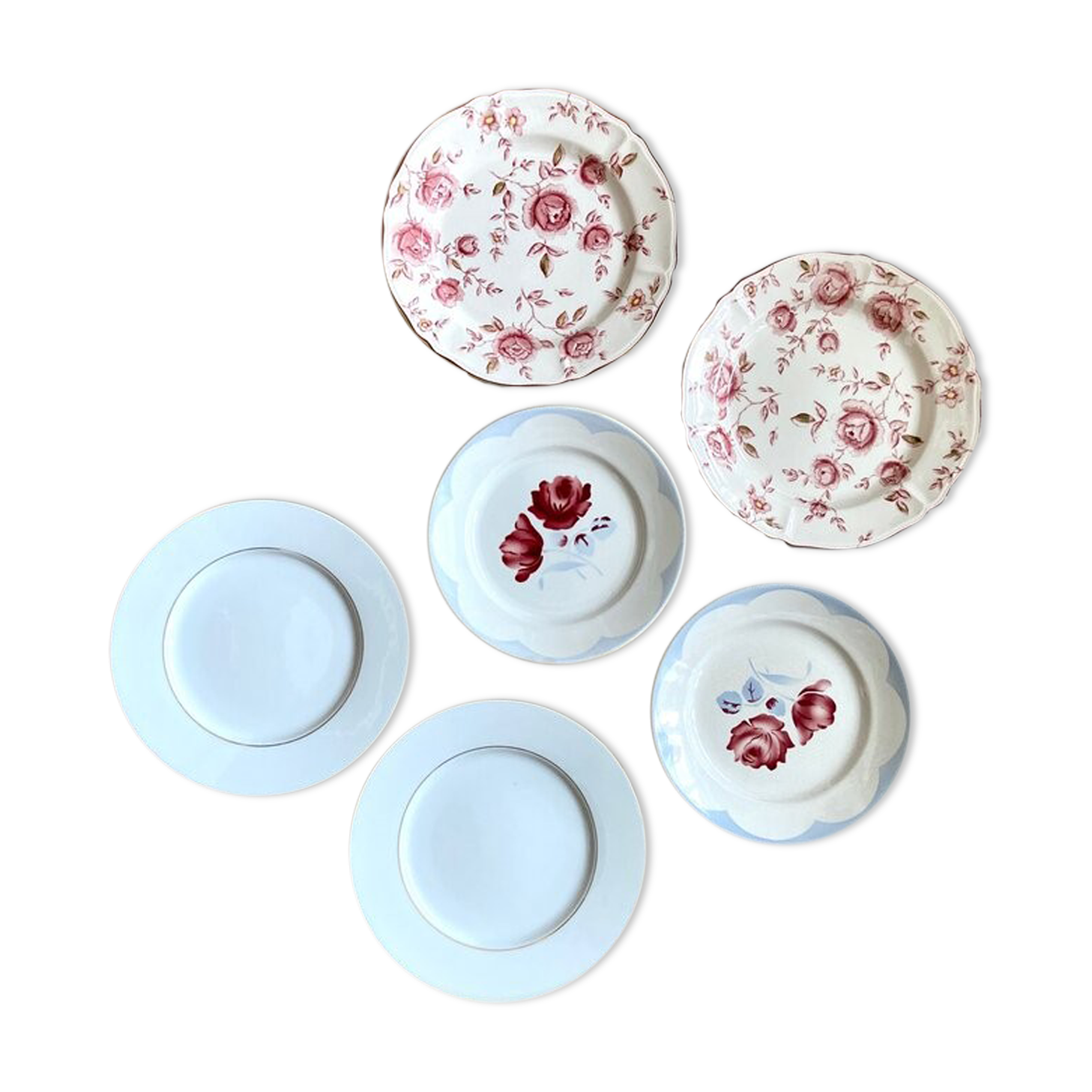 6 floral ceramic plates