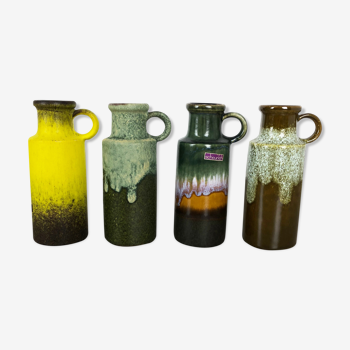 Ensemble de quatre vases en poterie d'époque "401-20" de Scheurich, Allemagne, années 1970