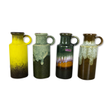 Set of four vintage pottery fat lava vases "401-20" by Scheurich, Germany, 1970s