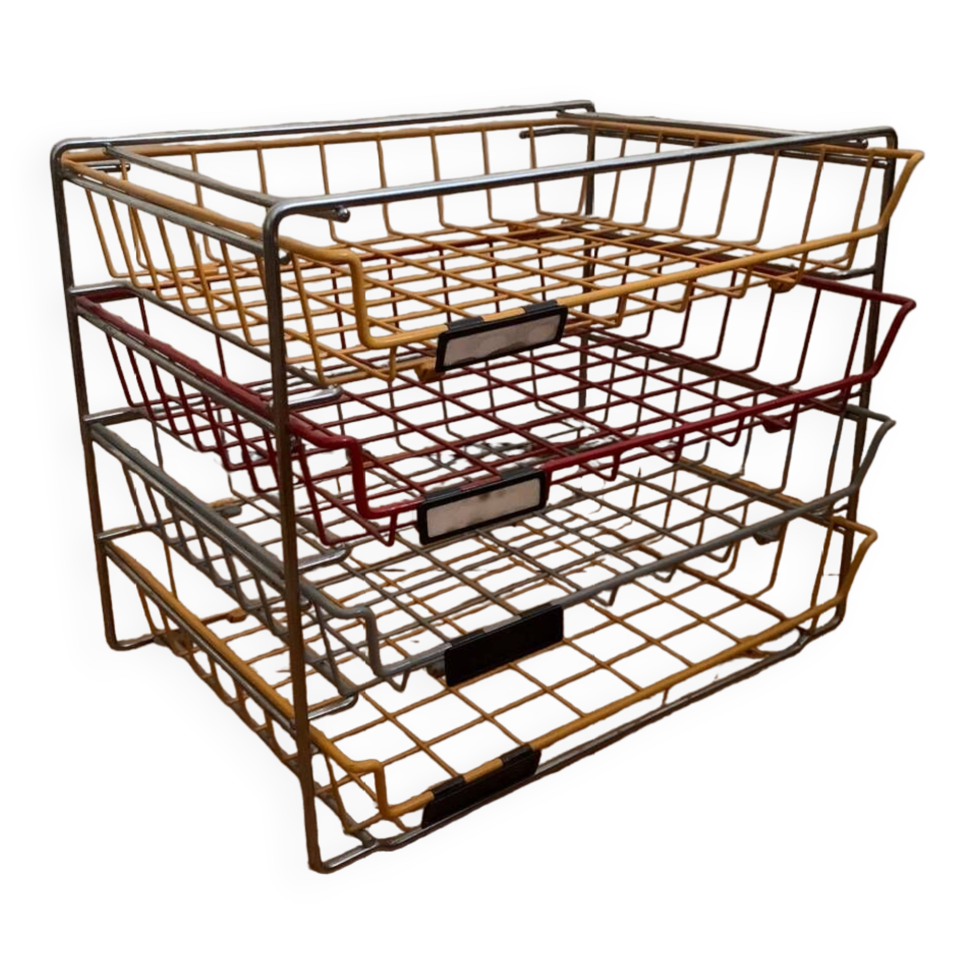 Metal desk shelf with sliding compartment, German-made Scharzwald brand, 1950s